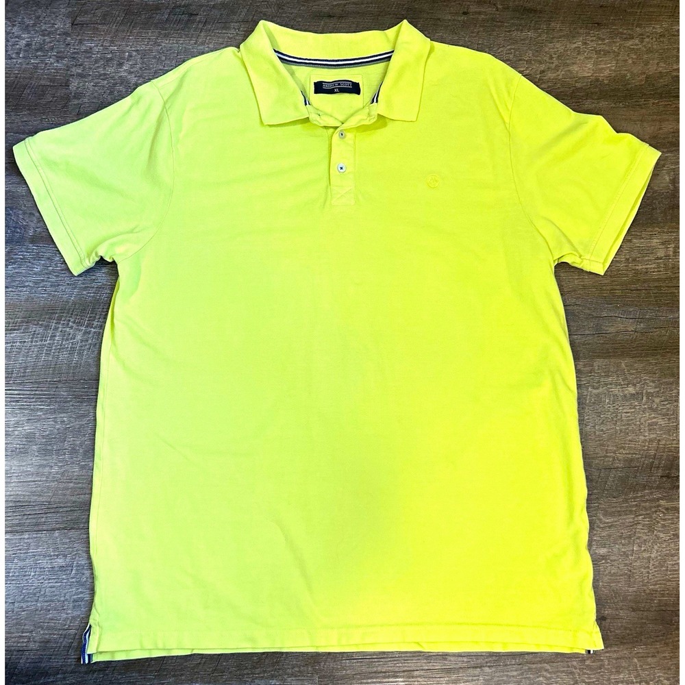 Andrew Scott Men's XL Yellow Solid Knit Polo Shirt Short Sleeve 100% Cotton